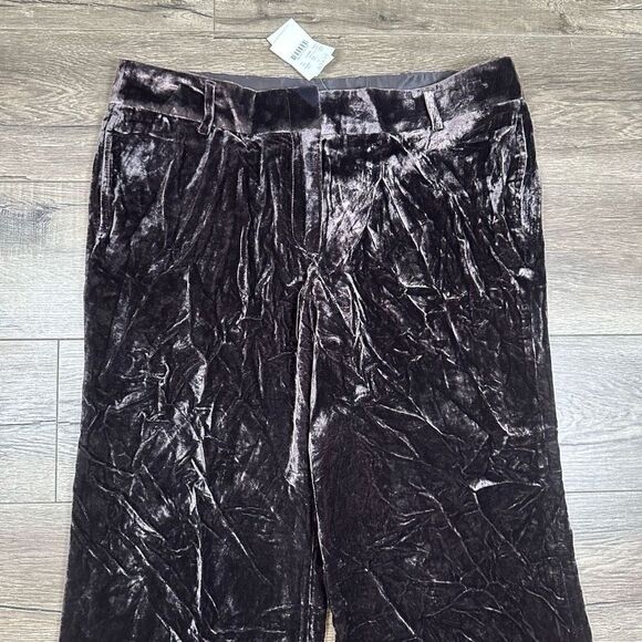 J Crew Women’s Size 12 Favorite Fit Wide Leg Pants Black Velvet Soft Stretch NWT - Picture 5 of 9